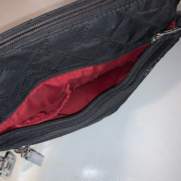 Women's Hedgren Black Quilted Crossbody Bag One Size with red Interior - Picture 6 of 16